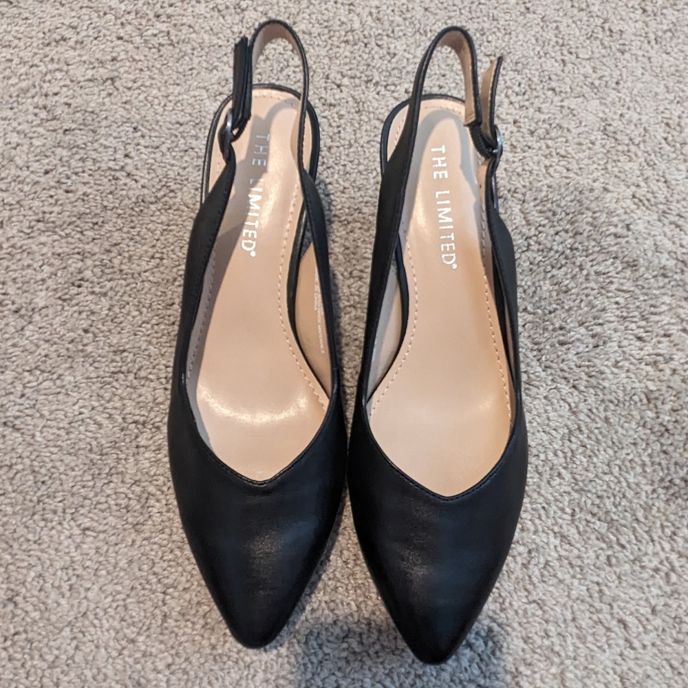 The limited Black sling back heel